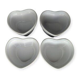 Michaels Set of Four Heart-Shaped White Glazed Ceramic Bowls 4" x 4" x 2.5"